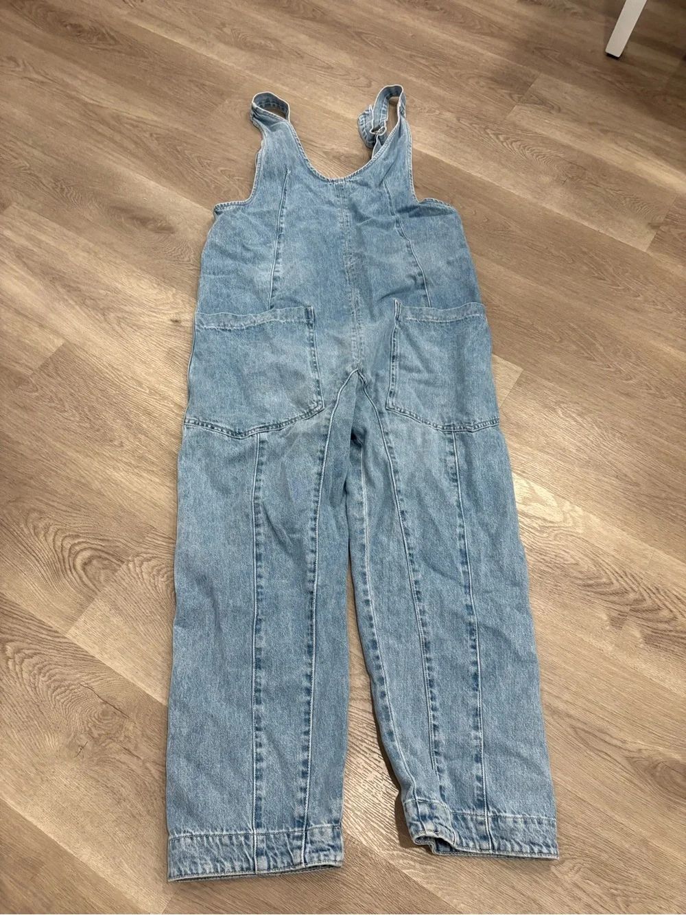 Free People Washed Blue Denim Relaxed Overalls - Picture 5 of 8